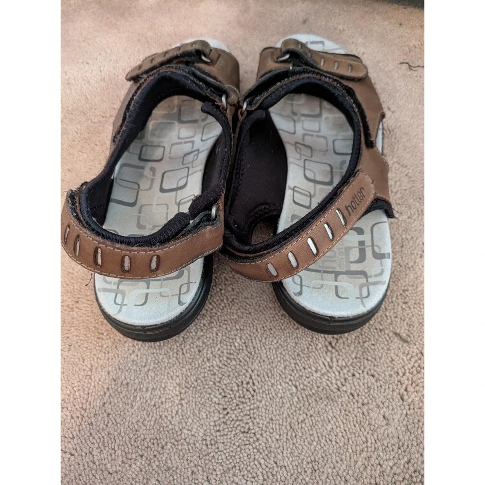 Hotter England Brown Leather Comfort Adjustable Strap‎ Sandals Womens UK 8
